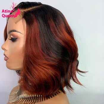 

Colored Red Bob Short Burgundy Lace Front Wig Preplucked Remy Pixie Cut Highlight Honey Blonde Human Hair Closure Wigs For Women
