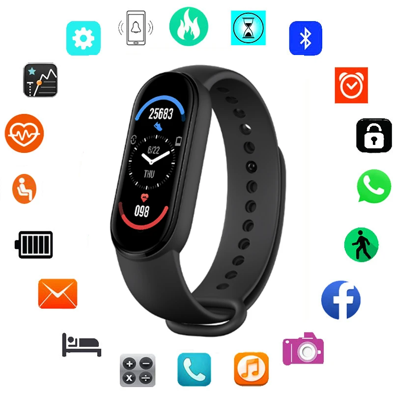 2021 M6 Smart Watch Men Women Heart Rate Monitor Blood Pressure Fitness  Tracker Smartwatch Sports Bracelet Clock For Xiaomi iOS|Smart Watches| -  AliExpress