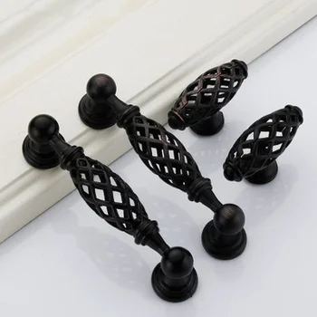 

European Vintage handle Bird cage door knobs Kitchen cabinet Wardrobe drawer furniture decoration hardware Double / single hole