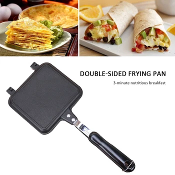 

Flat Bottom Double-sided Frying Pan Heat-resistant Bread Toast Baking Pan Household Non-stick Sandwich Frying Pan Kitchen Tools