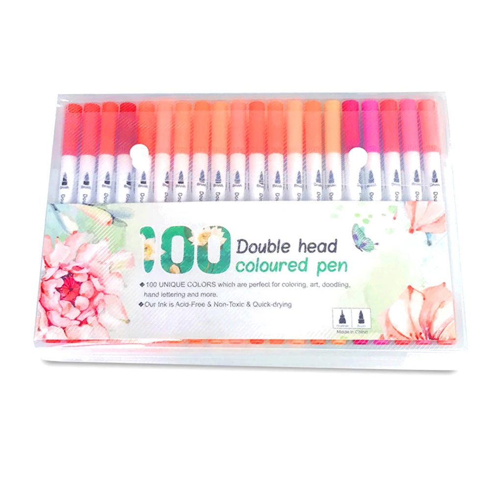 Brushpen набор маркеров ручка Набор двойной кисть 24/60/100 Цвета студент граффити товары для рукоделия Портативный рисунок Цвета ремесла - Цвет: 100 colors