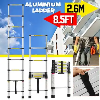 

2.6M/8.5ft Ladder Retractable Folding Aluminum Herringbone Ladder Step Telescopic Extension Telescopic Industrial Ladders