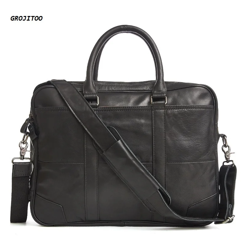 

2020GROJITOO high quality briefcase men's leather laptop bag top layer leather casual shoulder diagonal large business briefcase