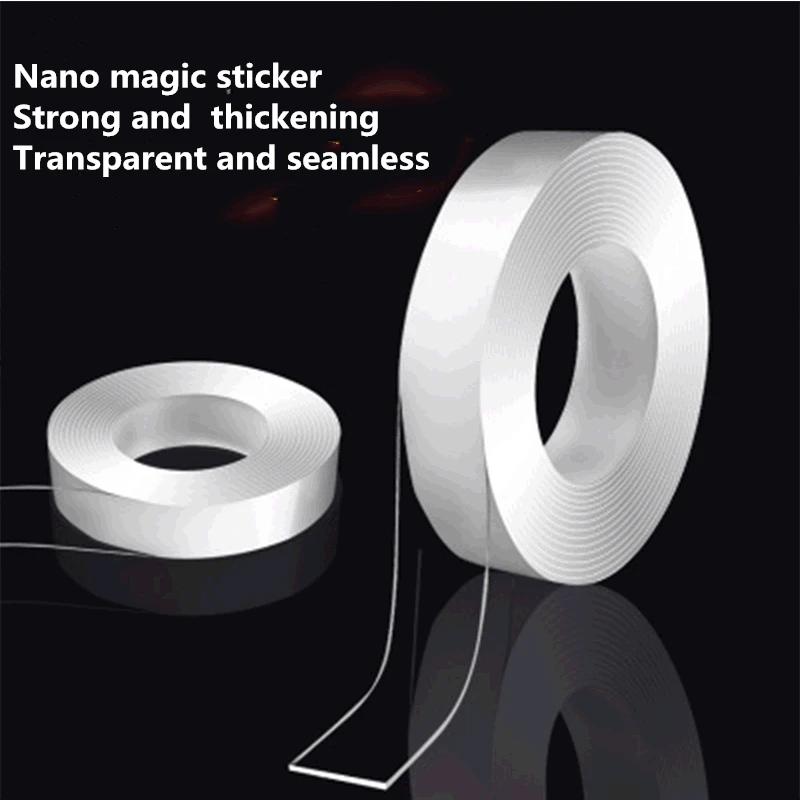 Многоразовая водостойкая двусторонняя клейкая лента Nano Magic Tape прозрачная не