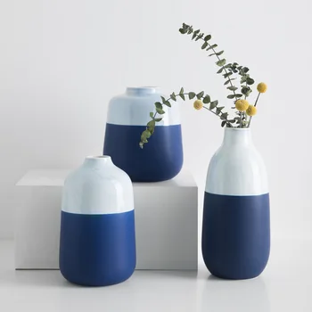 

Simple Modern Two-color Mosaic Ceramic Vase Flower Living Room Decoration Dried Flower Arrangement Nordic Home Soft Decoration