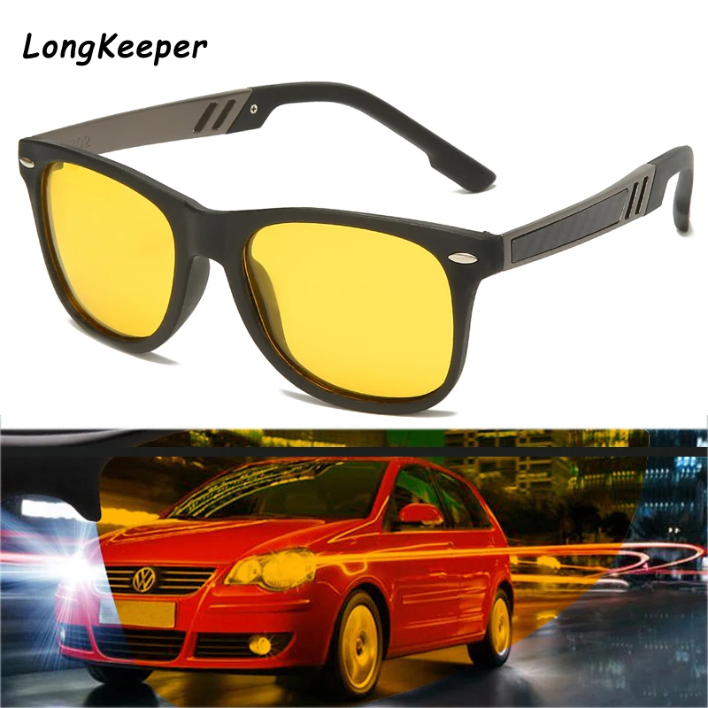 

Long Keeper 2020 Night Vision Driving Sunglasses Men Retro Square Yellow Lens Goggles Anti-UV Shades Eyewears Gafas de sol