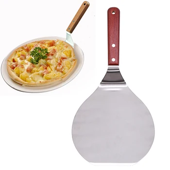 

Pizza Shovel Peel with Wooden Handle Anti-scalding Pastry Accessories Stainless Steel Pizza Paddle Spatula Cake Baking Cutter