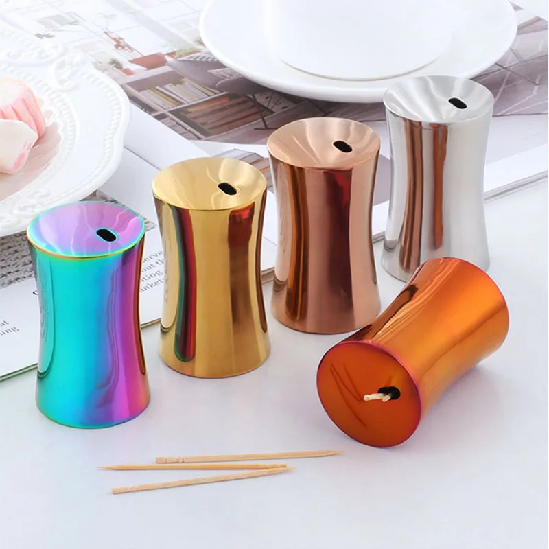 

Portable European Style Stainless Steel Toothpick Holder Rainbow Y Shaped Home Toothpick Box Kitchen Decoration Accessories