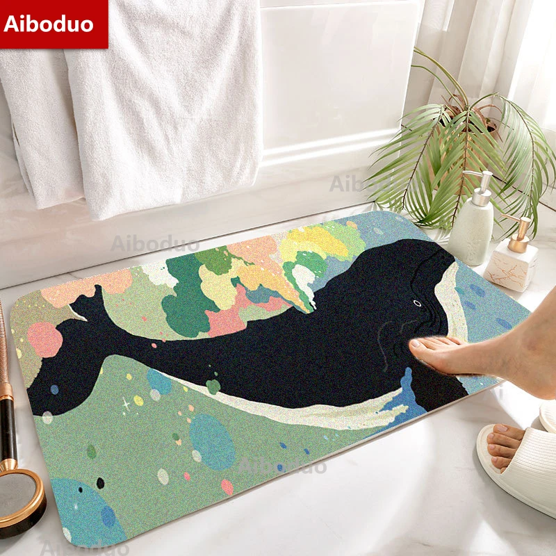 Декоративный Противоскользящий зеленый коврик для ванной Aiboduo с Китом девочки
