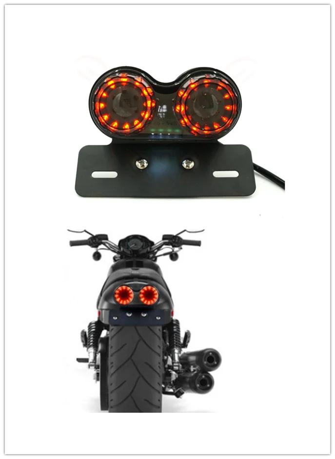 Motorcycle Tail Stop Brake Light License Plate Lamp for Harley Bobber Cafe Racer