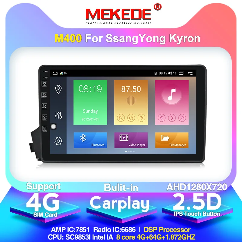 4G LTE android10.0 4G+ 64G Автомобильный мультимедийный gps-навигатор радио плеер для Ssangyong Actyon Kyron встроенный carplay DSP ips wifi BT
