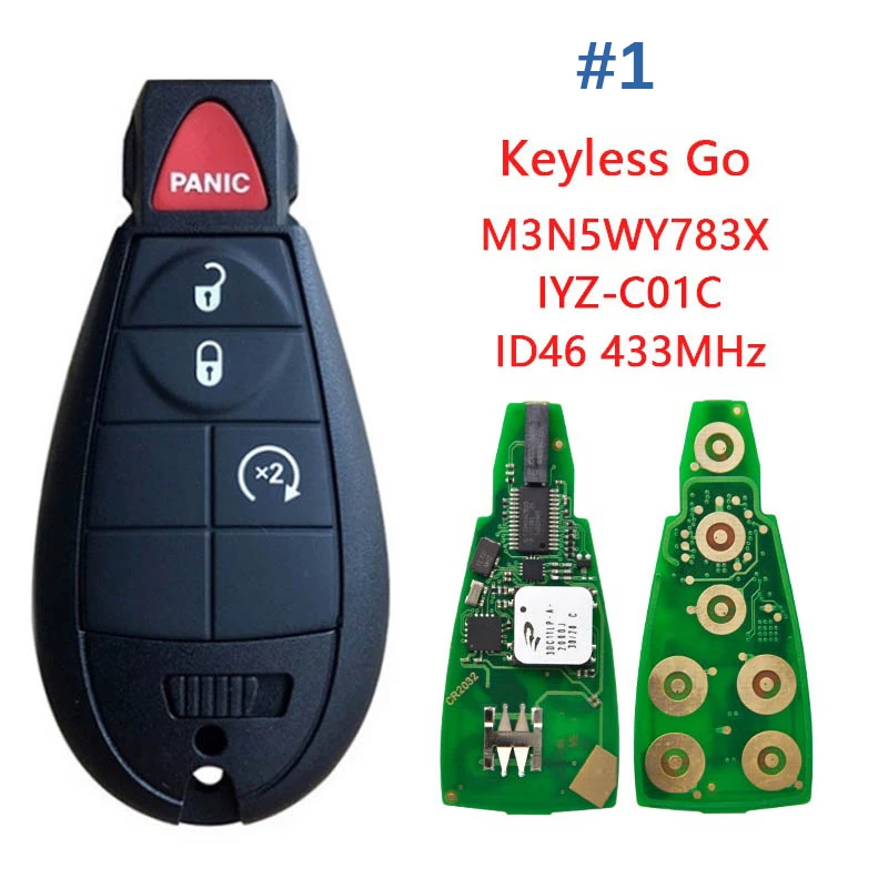 Iyz-C01C Smart Remote Car Key Per Chrysler Dodge Caravan Fobik Auto Smart Card Key 5026591Ak 433Mhz Id46 Chip Keyless Go