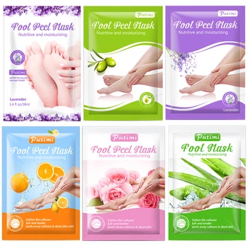 

Putimi 6Pack Lavender/Aloe/Rose Feet Exfoliating Foot Mask Skin Care Peel Off Dead Skin Feet Mask Pedicure Socks Foot Cream Heel
