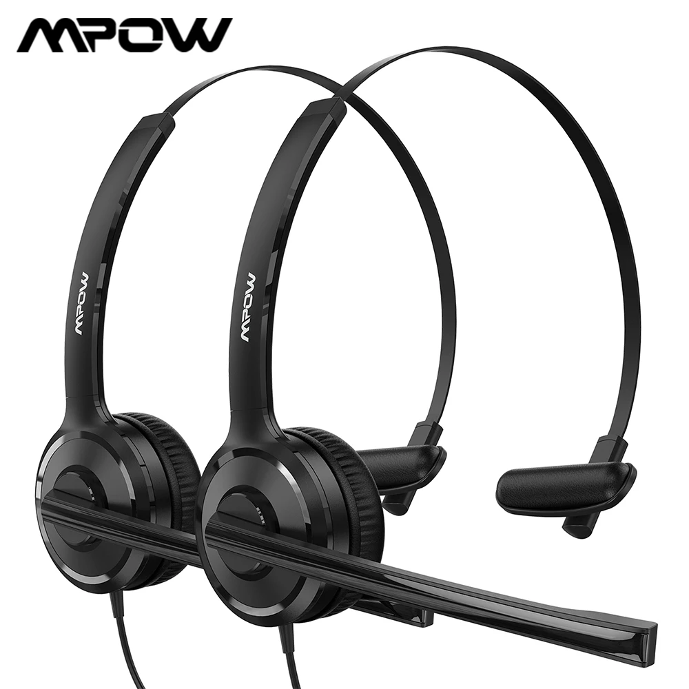 2PCS Mpow BH323 Office Wired Headsets Stereo Computer Headset with Noise Cancelling Mic 3.5mm USB Headset for Driver/Call Center