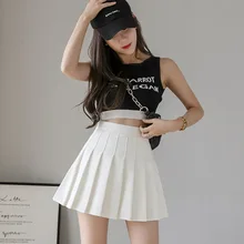 . 2021 New Fashion Pleated Skirt Skirt Women's Summer Korean Style High Waist Anti-Exposure Black A- Line Skirt for Students