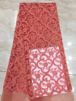 

Orange Color Nigerian Lace Fabrics WITH Newest Embroidery Luxury French Tulle Lace With Many Sequins For Wedding Dress FFD-1011