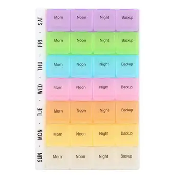 

7 Day Pill Medicine Tablet Pillbox Dispenser Organizer Case With 28 Compartments Pill Box Multicolor Container For Medicines