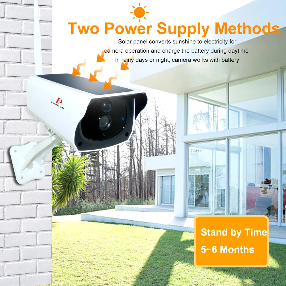 1080P Solar WiFi IR Bullet Security IP Camera 2MP Low Consumption Surveillance CCTV Battery Powered