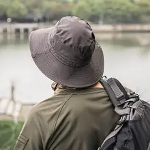 Летняя уличная Защита от солнца на рыбалке, Панама с широкими полями, складная Кепка, походная тактическая уличная Солнцезащитная шляпа для рыбалки