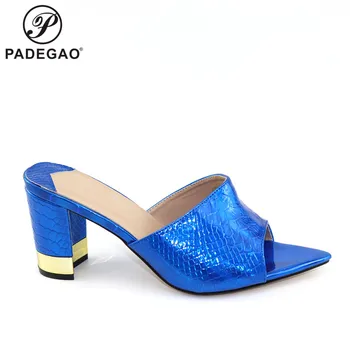 

New Arrival 8 CM Heels African Women Shoes Sandals With Fashion Design Shoes Italian Shoes for Party in Blue