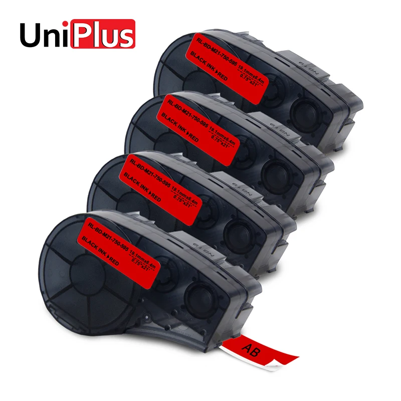 

UniPlus 4pk M21-750-595-RD Red Labeling Tapes for Brady BMP21 PLUS ID PAL Letter Label Printer Typewriter 19mm Vinyl Label Maker