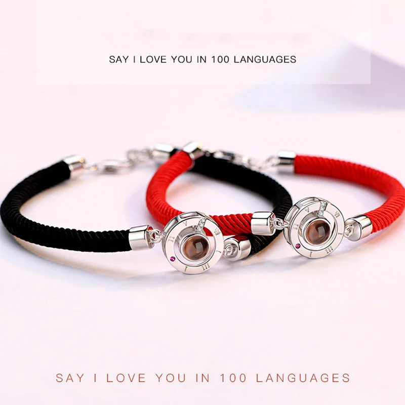 Fewelry браслет 100 языков "I love you" Проецирование Шарм пара браслет для женщин любовника модный подарок