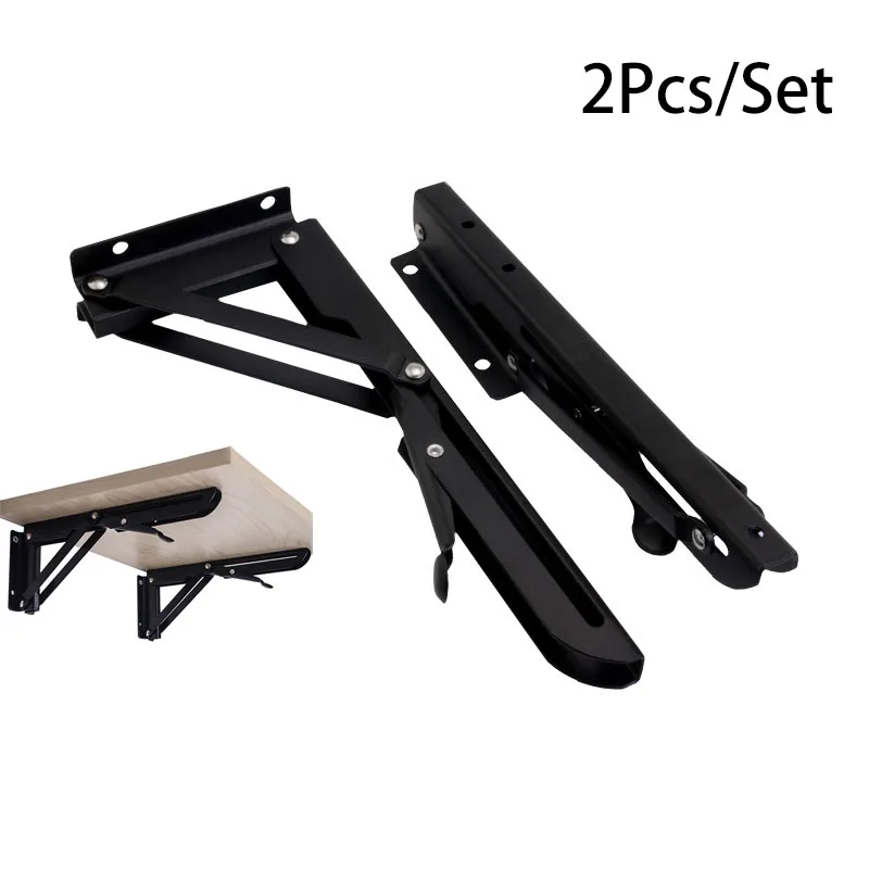 Черный треугольный складной угловой кронштейн 2 упаковки 8 20 дюймов Регулируемый