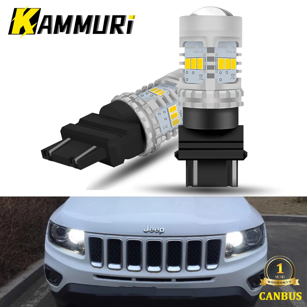 (2) Светодиодные Лампы Canbus белые ходовые огни 3157 P27/7W P27 7W T25 дневные ДХО для Jeep Compass