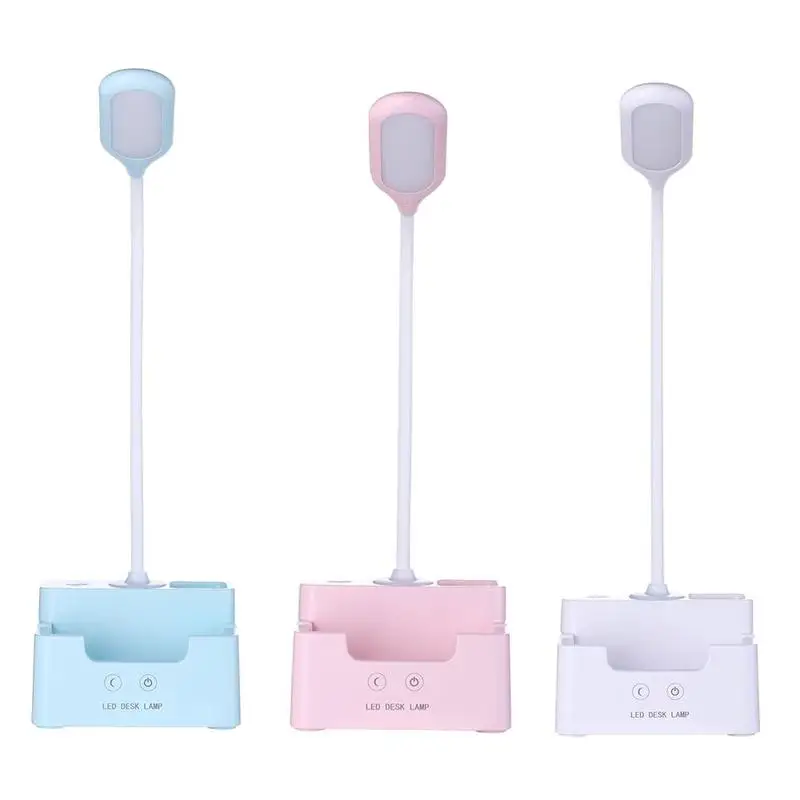 

1pc Multifunction Eye Protection Table Lamp Bendable Learning Reading Night Light USB Rechargable Phone Holder Desk Storage Box