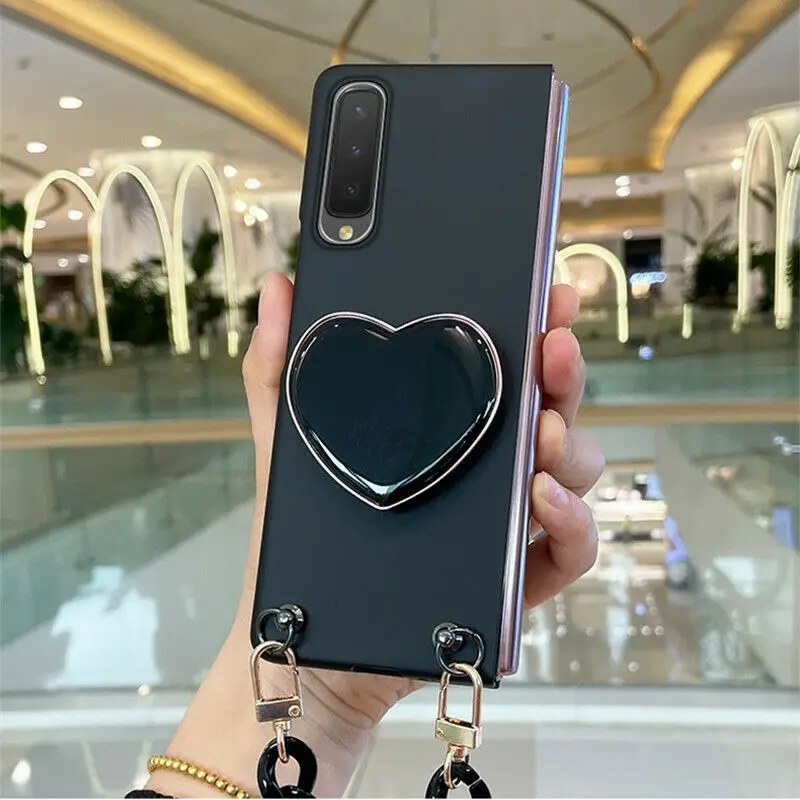 Placcatura Galvanica Love Heart Holder Bracciale Chain Pc Custodia Rigida Per Samsung Galaxy Z Fold3/ Fold2 5G