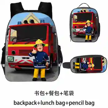 

School Backpack for Kids Boys Girls Children Cartoon Anime Fireman Sam Printing Kindergarten Backpack Bookbags 3pcs/set