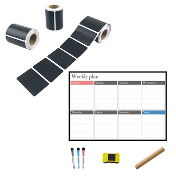 

360 Pcs Waterproof Bottle Blackboard Labels Stickers & 1 Set Rewritable Week Schedule Refrigerator netic Memo