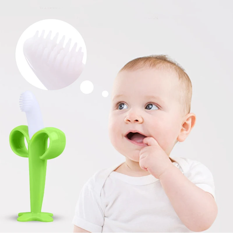 Baby Silicone Training Toothbrush BPA Free Safe Toddler Teether Teething Ring Kids Teether Toys Newborn Infant Chewing Gift