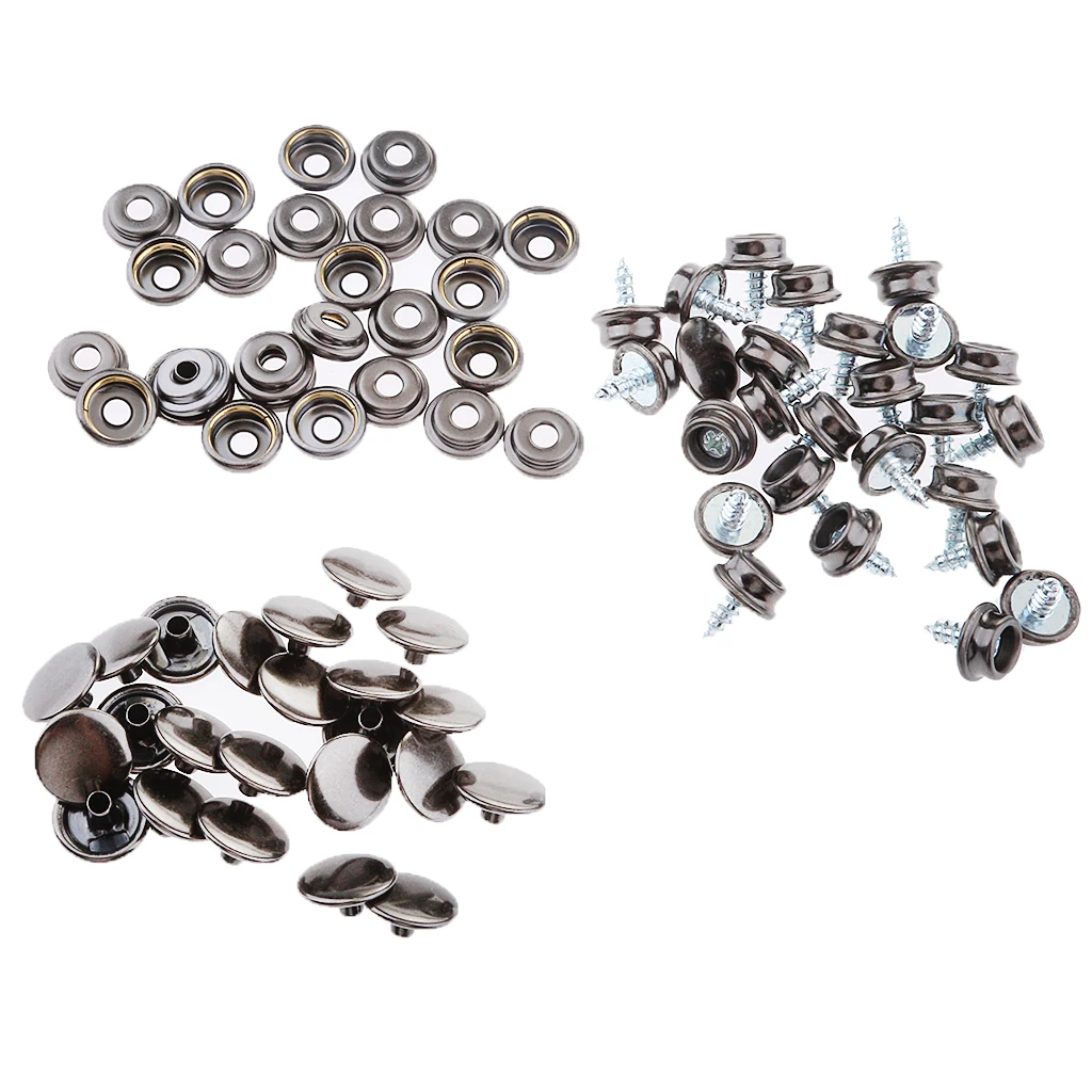 

25 Set (75Pcs) Snap Button 3/8'' Screw Studs Fastener Socket For Canvas Boat Marine