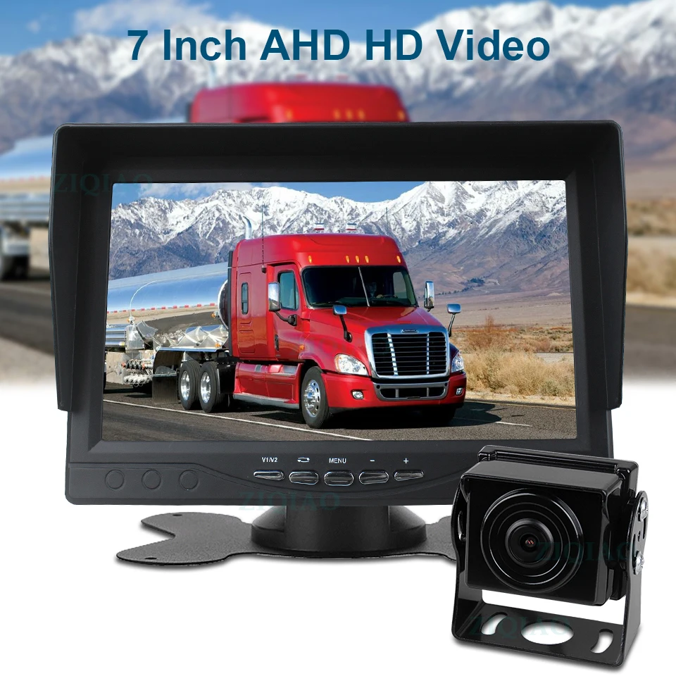ZIQIAO 7 AHD DVR SD Recorder monitor 2 Split Screen 2CH Monitor Dual Camera Monitoring System for Bus Truck RV Harvester