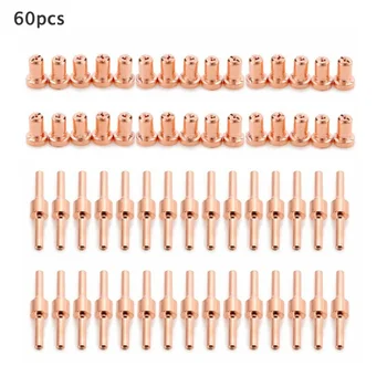 

60 Pcs/Set Extended Long Tip Electrode &Nozzles For PT31 LG40 40A Plasma Cutter Welding Red Copper