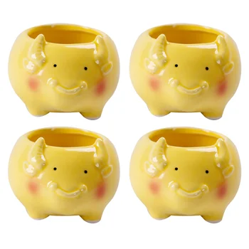 

4pcs Chic Succulents Pots Ceramics Flowerpots Plant Containers (Size Large)