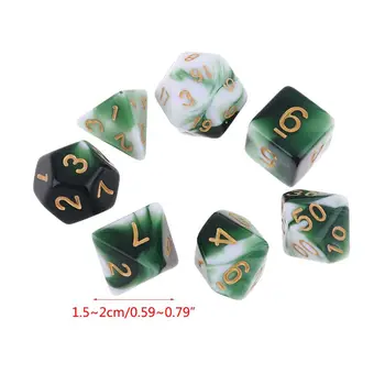 

7 Pcs Polyhedral Acrylic Dices Double Colors Digital Multi Sided Game Supplies