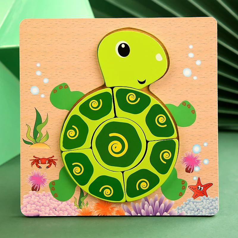 High Quality 3D Wooden Puzzles Educational Cartoon Animals Early Learning Cognition Intelligence Puzzle Game For Children Toys 39