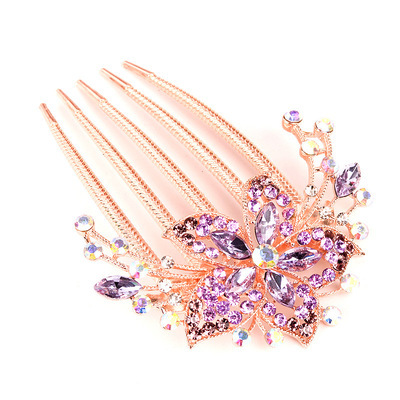 Colorful Flowers Rhinestone Hairpins Retro Women's Hollow Out Crystal  Hair Comb Hairpin Fashion Hair Accessories Headdress