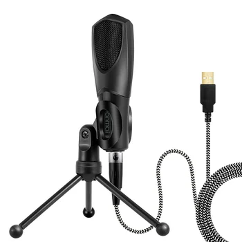 

Q3B Desktop Wired USB Condenser Microphone Mic with Mini Tripod Stand for PC Laptop Online Chatting Singing Live
