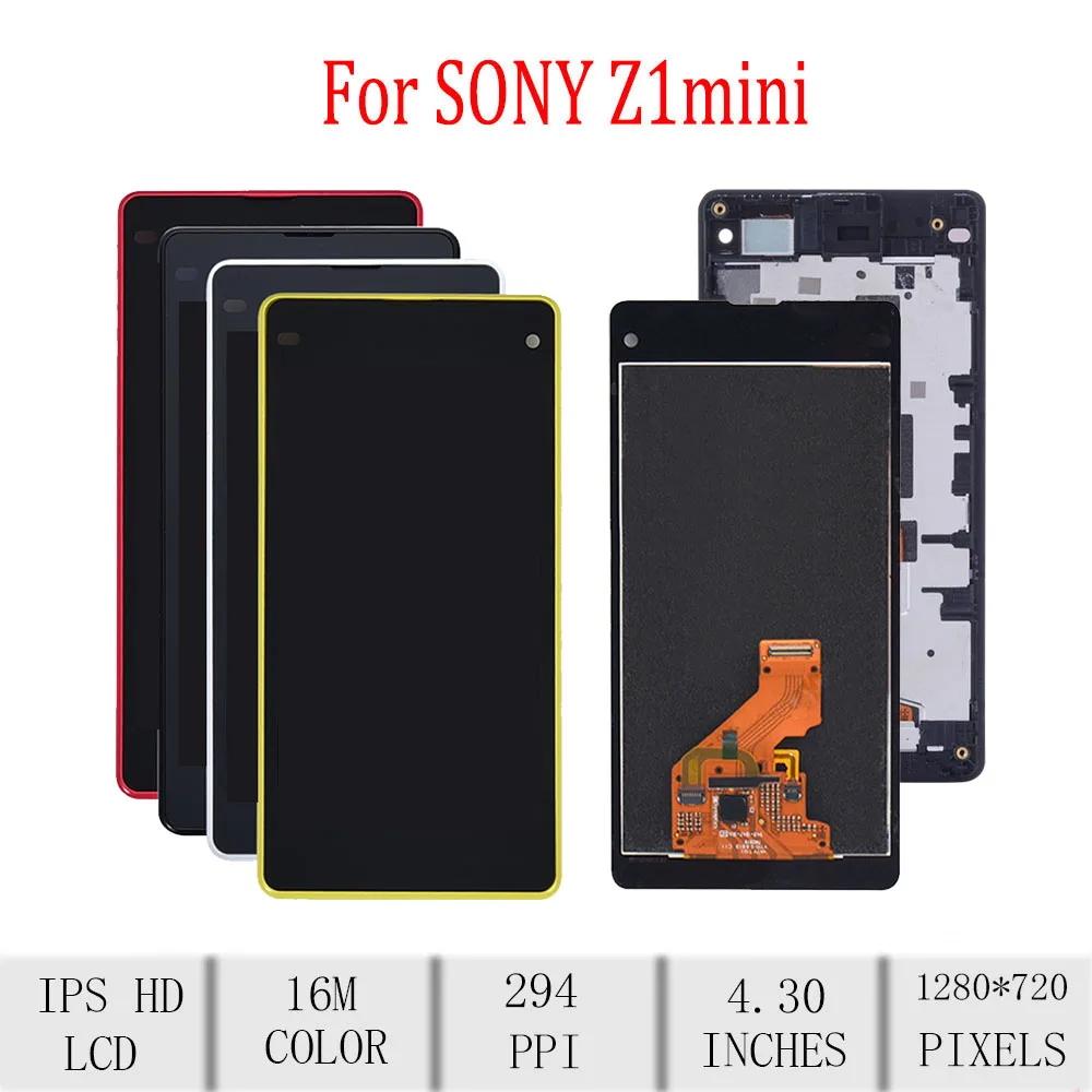 

Original For SONY Xperia Z1 Compact LCD Display Touch Screen Digitizer Assembly For Sony Z1 Mini Display with Frame D5503 M51W