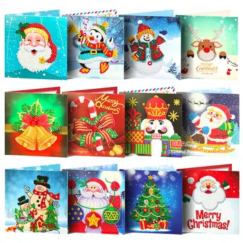 

HUACAN 5D Diamond Painting Christmas Cards Embroidery Santa Claus Greeting Post cards DIY Handmade Gift