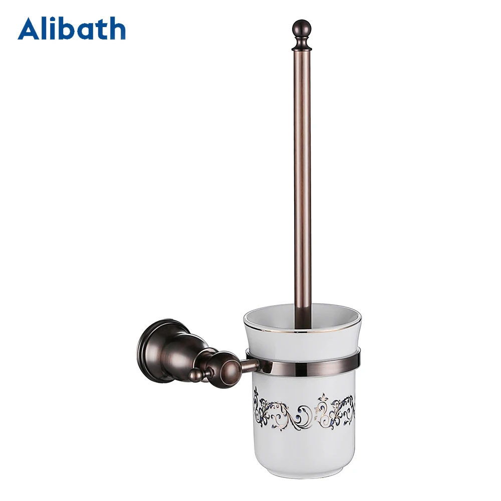 

Solid Brass Toilet Brush Holders mounted Toilet Brush Holder With glass Cup Household Products Ceramic cup Bath Accessory.