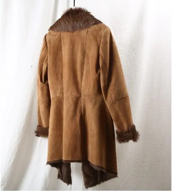 Природный натуральный мех, пальто, женская шерстяная куртка из натуральной кожи, осенне-зимнее пальто, женская одежда, винтажные двойные Топы ZT4212