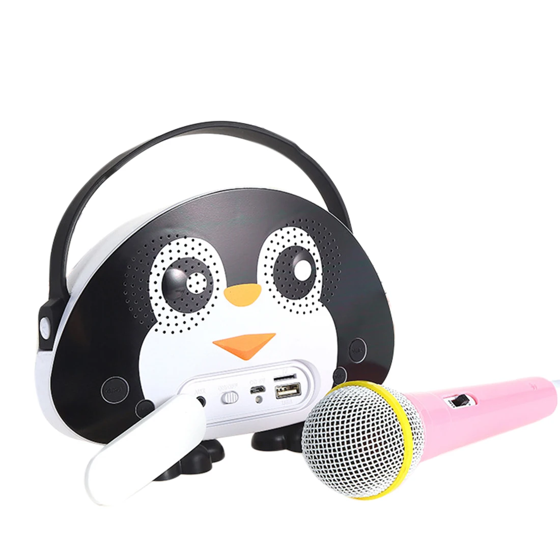  Children Portable Bluetooth Speaker Wireless Soundbar Karaoke Machine With Microphone - Black/Pink