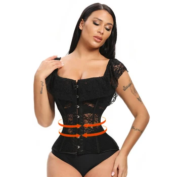 

2020 Corset Top to Wear Out Blouse Korset Erotic Gorset Lingerie Mujer Ropa Gotica Women Steampunk Floral Lace Black Transparent