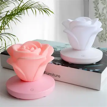 

LED Night Light USB Rechargeable Rose Shape 3 Brightness Settings Romantic Table Lamp Silicone Light Valentine's Day Gift