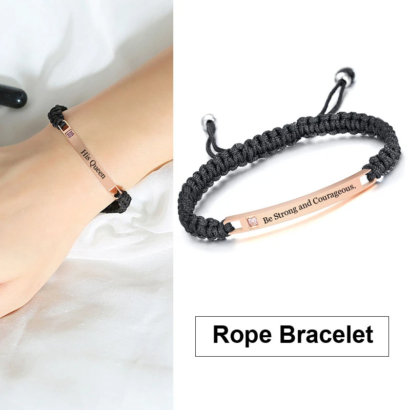 Handbraid Braided Rope Bracelets Stainles Steel Rose Gold Bracelet Free Engraving Scripture Inspirational Jewelry | Украшения и