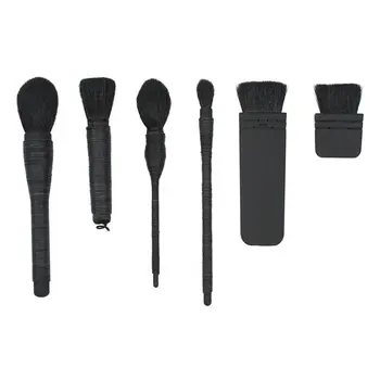 

6 Pc Profesional Flat Goat Wool Rattan Makeup Brush Cosmetic Blush Powder Foundation Make Up Beauty Brushes